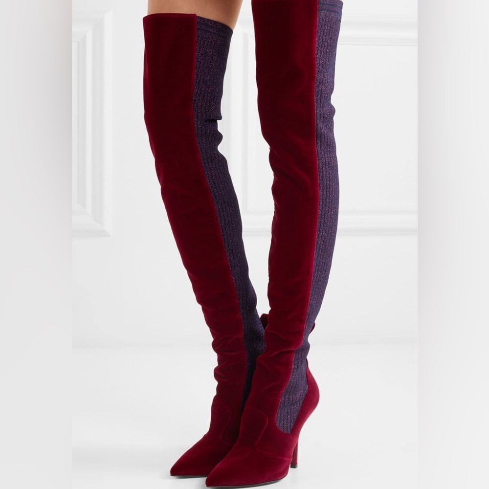 FENDI Velvet Over The Knee Boots